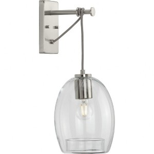 Progress Lighting Caisson 1-Light Wall Bracket, Brushed Nickel, Clear Glass Shade - 1 of 3