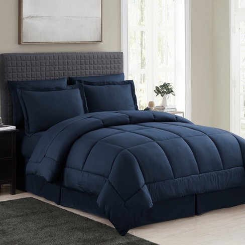 Sweet Home Collection Comforter Set Ultra Soft Faux Suede Fashion Bedding  Sets with Shams, Throw Pillows, and Bed Skirt, King, Denim