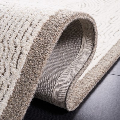 Ivory Abstract Handmade Wool Tufted Rug Runner 27"