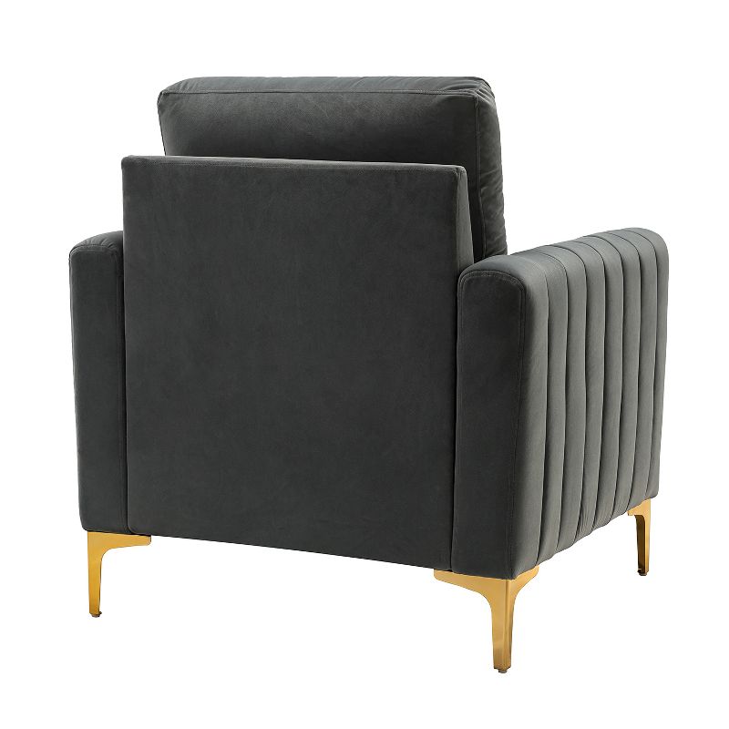 Iapygia Contemporary Tufted Wooden Upholstered Club Chair with Metal Legs  for Bedroom and Living Room Club Chair  | ARTFUL LIVING DESIGN, 4 of 11