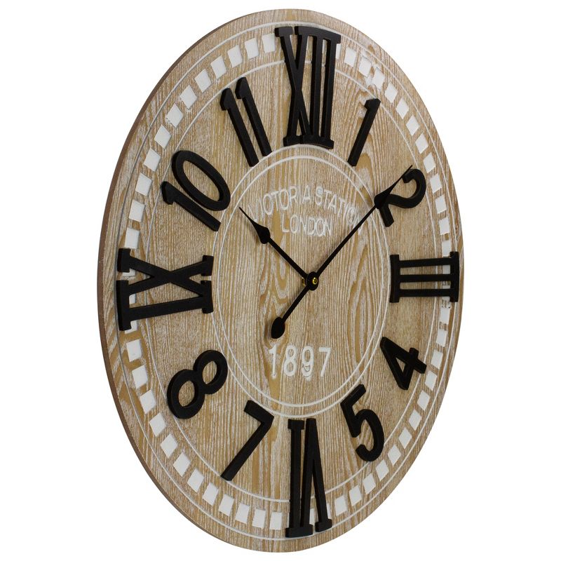 Northlight 24" Battery Operated Round Wall Clock with Roman Numeral and Block Numbers, 3 of 6