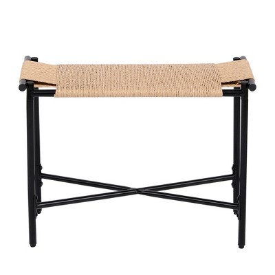 Ridstar Hand-Woven Paper Rope Ottomans For Entryway, Living Room, Bedroom & Office-Natural