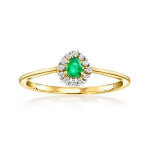 Ross-Simons 0.10 Carat Emerald Ring With Diamonds in 10kt Yellow Gold - 1 of 4