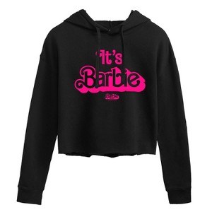 Women's - Barbie - It's Barbie Pink Cropped Graphic Hoodie - 1 of 3