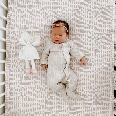 Blue and Pink Striped Jersey Cotton Crib Sheet Set