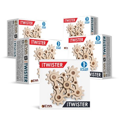 EWA Eco-Wood-Art Twister Mini Fidget, 3D Wooden STEM Building Kit, Pack of 5