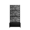 PexFix 72 in. x 35 in. Outdoor Metal Trellis with Planter Box in Leaf Pattern in Black - 4 of 4