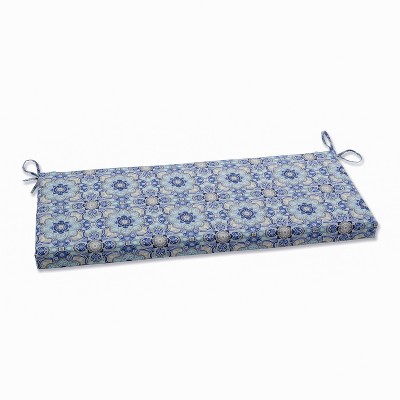 Keyzu Medallion Outdoor Bench Cushion Blue - Pillow Perfect
