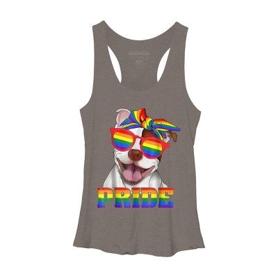 Adult Design By Humans Pit Bull Rainbow Pride Dog By Luckyst Racerback Tank Top
