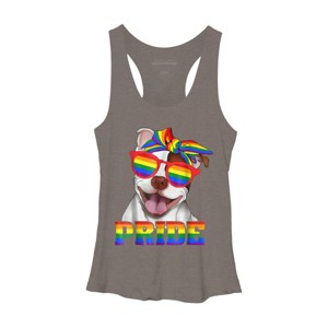 Adult Design By Humans Pit Bull Rainbow Pride Dog By Luckyst Racerback Tank Top - 1 of 2