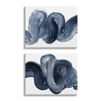 Stupell Industries Curved Abstract Brushstroke Organic Blue Grey