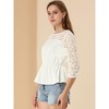 INSPIRE CHIC Women's 3/4 Sleeve Elastic Waist Semi Sheer Lace Blouses - 4 of 4