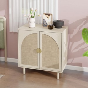 Okak Modern Bedroom Dressers with 2 Rattan Door 3 Drawer,Chest of Drawers for Living Room Bedroom,Entryway Study,Wooden Dresser Cabinet - 1 of 4