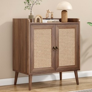 CAVINAS Buffet Cabinet with Rattan Accent Doors,Storage Cabinet with Baffle Strip Design,Sideboard Cabinet for Dining Room,Living Room - 1 of 4