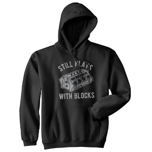 Still Plays With Blocks Adult Hoodie Funny Car Mechanic Garage Novelty Sweatshirt - Crazy Dog Hoodie - 1 of 4