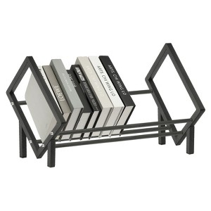 Unique Bargains Stainless Steel Magazine CD Storage Desk Decorative Bookshelf - 1 of 4