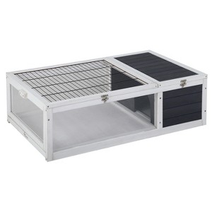 BestMassage Tortoise Habitat Wooden Tortoise House Removable Tray for Small Medium Animals, Gray - 1 of 4