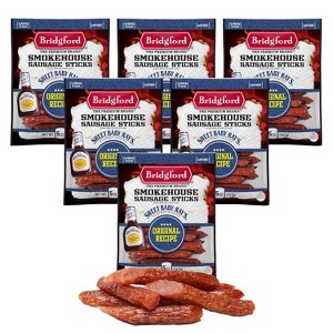 Bridgford Sweet Baby Ray’s Smokehouse Sausage Sticks Original 5 oz - High Protein Smoked Sausage Sticks for Your Dietary Preferences - 1 of 4