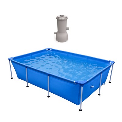 JLeisure 17818 8.5 x 6 Foot Above Ground Rectangular Steel Frame Swimming Pool & Clean Plus 1000 GPH Above Ground Swimming Pool Filter Cartridge Pump