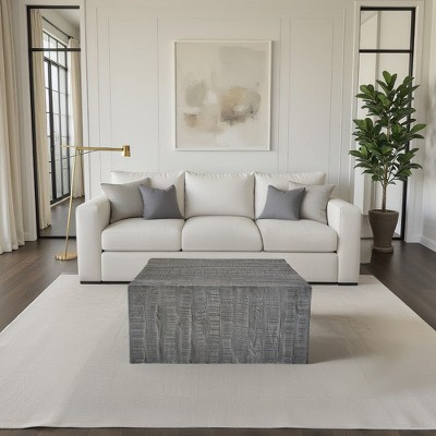 Royal Hampton Coffee Table | 33 Inch Square Block Top | Sandblasted Gray Mango Wood