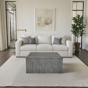 Royal Hampton Coffee Table | 33 Inch Square Block Top | Sandblasted Gray Mango Wood - 1 of 4