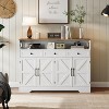 51'' Large Sideboard Buffet Cabinet w/Charging Station, 3 Drawers & Barn Doors, Wood Farmhouse Coffee Bar Kitchen Storage Pantry Cabinet for Kitchen - 4 of 4