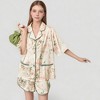 Anna-Kaci Lounge Women's Floral Print Pajama Set with Piping Trim and Button Front Short Sleeve Top - 4 of 4