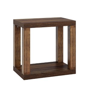 Resenkos Sofa Side End Table, End Table, Couch Table,Wood End Table, 2-Tier Farmhouse Side Table with Storage Shelf,Brown - 1 of 4