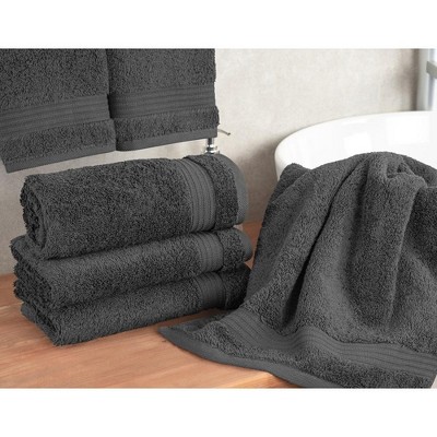 Dark Gray Turkish Cotton 4-Piece Hand Towel Set