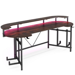Resenkos Computer Desk, Gaming Desk,75" Gaming Desk Computer Desk with LED Strip & Monitor Shelf,Black - 1 of 4