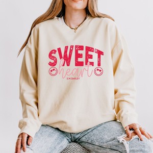 S.W.Smiley Sweet Heart Distressed - Women's Lightweight Garment Dyed Sweatshirt - 1 of 3