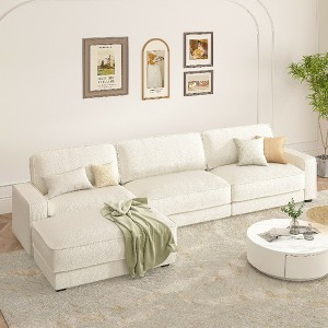 Vipbear 158" L Shaped Couch Modular Sectional Sleeper Sofa, CHENILLE Fabric, Modern Oversized Sectional Couch with Deep Seat, Tool-Free Assembly - 1 of 4