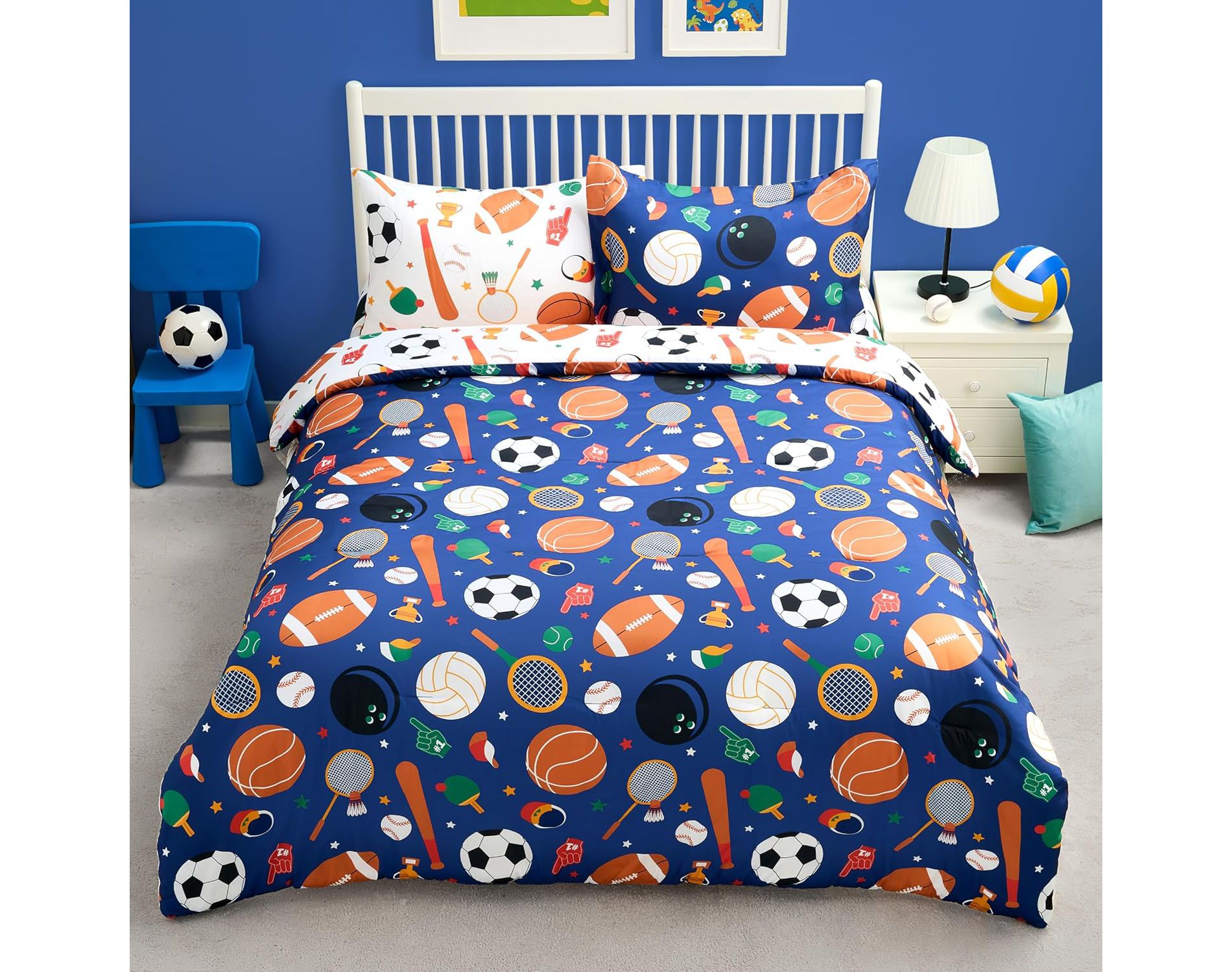 Kid Twin Comforter Set - 5 Piece Bedding Set for Boys/Girls - Super Soft Microfiber Bed in a Bag with Comforter, Sheets, Pillowcase & Sham