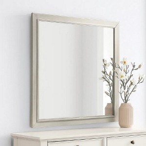 Royal Hampton Dresser Mirror, Subtle Antique White Rubberwood, Square 40 Inch - 1 of 4