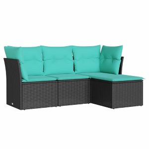 vidaXL 5 Piece Patio Sofa Set with Cushions Black Poly Rattan - Black Without table - 1 of 4