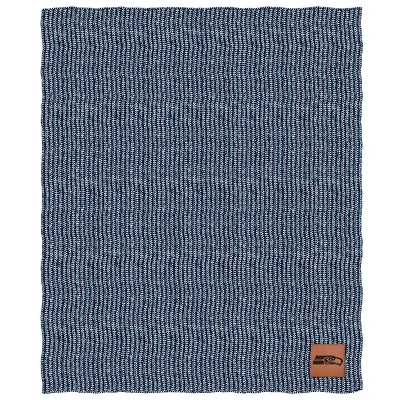 NFL Seattle Seahawks Two- Tone Sweater Knit Blanket with Faux Leather Logo Patch