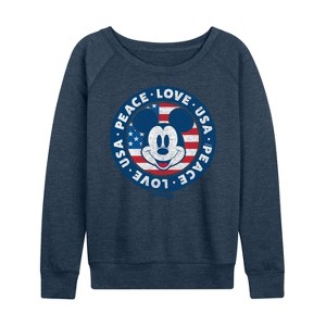 Women's - Disney - Americana Lightweight French Terry Wide Neck Long Sleeve Shirt - 1 of 4