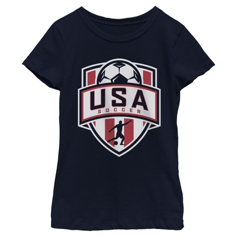 LOST GODS Girls Lost Gods USA Soccer Shield Silhouette T Shirt - Navy Blue - Medium