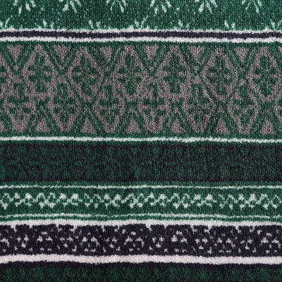 Fair Isle Green Sherpa Reversible Plush Throw Blanket