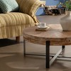 Lovmor 33.86"Modern Retro Splicing Round Coffee Table,Fir Wood Table Top with Gold Cross Legs Base - 3 of 4