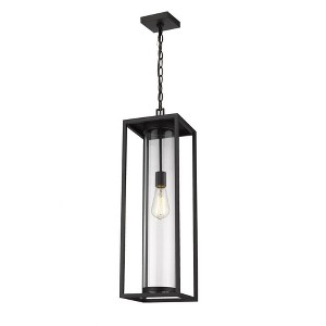 Dunbroch 8" Outdoor Ceiling Fixture - Black Aluminum, Dimmable, Chain Mount, 1 Bulb - 1 of 2