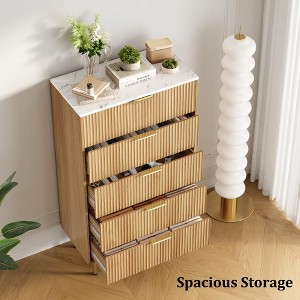 COZONY Fluted 5-Drawer Dresser Modern Wooden Chest of Drawers with Wide Storage, Tall Organizer Cabinet for Bedroom, Living Room, Closet Entryway - 1 of 4