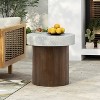 MAYEERTY 1 Pack Cylindrical Side Table, Faux Stone & Wood Texture End Table for Indoor Outdoor Living Room, Patio, Bedroom - 3 of 4