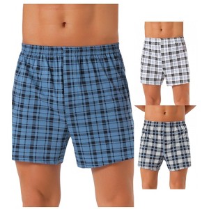 INSPIRE CHIC Men's 3 Pack Elastic Waistband Plaid Printing Boxer Shorts - 1 of 4