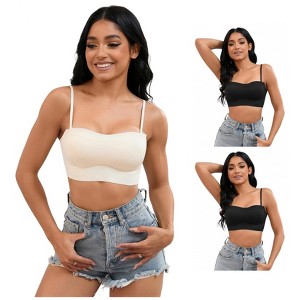 INSPIRE CHIC 3 Pcs Women's Push Up U Back Adjustable Straps Full Cup Wirefree Tube Convertible Bras - 1 of 4