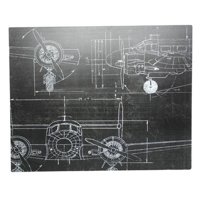 VIP Metal 20.08 in. Gray Vinatge Airplane Wall Art