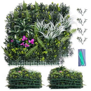 12 PCS Grass Wall Panels 20"x 20", Privacy Screen Greenery Backdrop Panels, Boxwood Grass Panels Hedge Wall Decor for Garden Yard Fence - 1 of 4