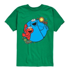 Boys' - Sesame Street - Cookie Monster And Elmo Travel Short Sleeve Graphic T-Shirt - 1 of 4