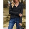 Women Casual Hoodie Long Sleeves Fashion Pullover Shirt Loose Fit V Neck Drawstring Tunic Winter Tops Comfy Shirts - 2 of 4