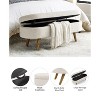 Aoibox Oval Storage Bench with Linen Fabric Upholstery and Solid Wood Legs, Ottoman Bench for Living Room, Bedroom, or Entryway in Beige - 4 of 4